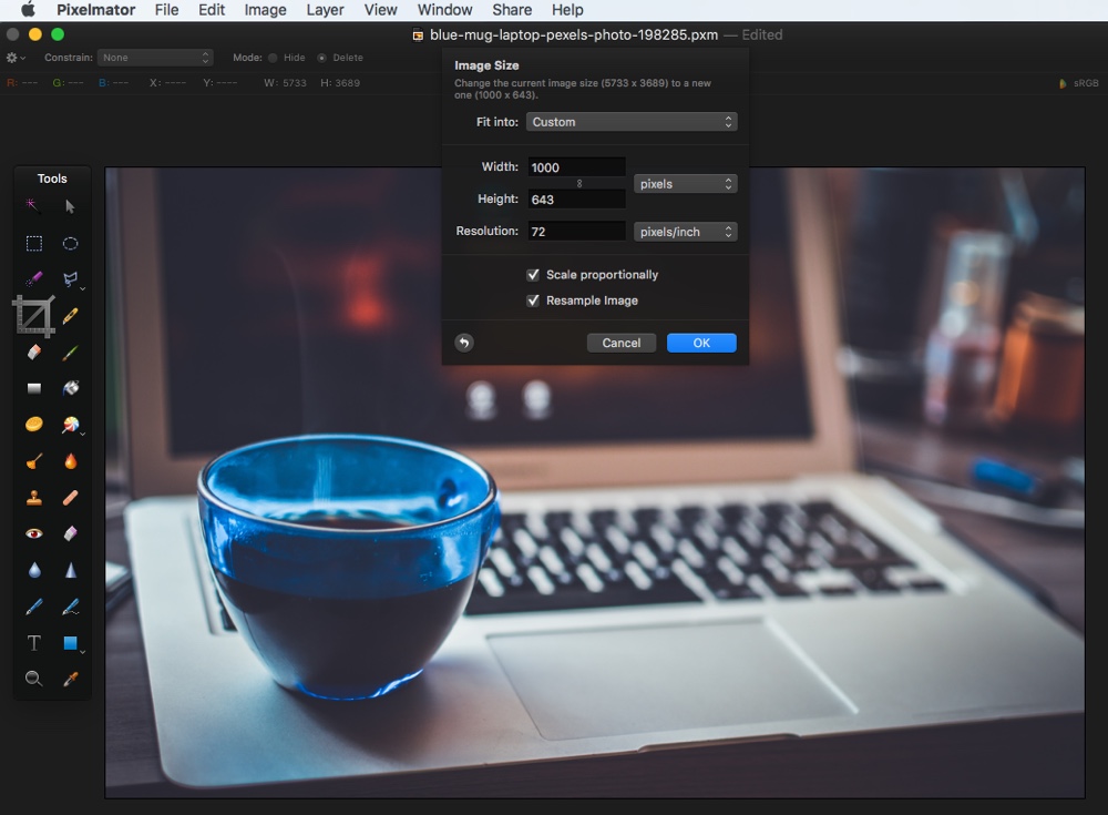 Resize an Image in Pixelmator
