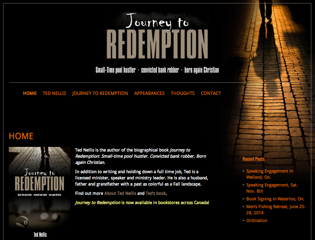 TedNellisRedemption.com - Homepage - Full Screen View