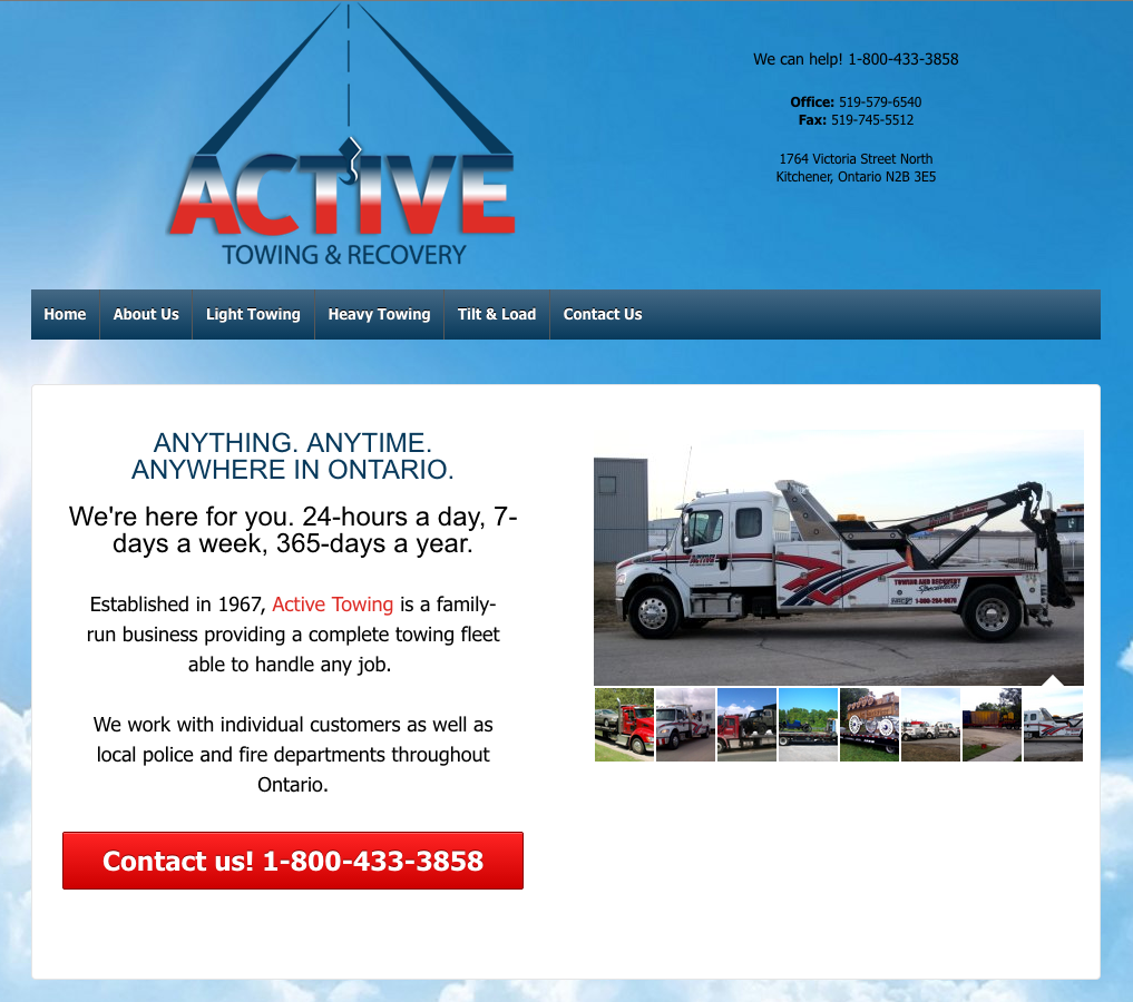 ActiveTowing.ca - Homepage - Full Screen View