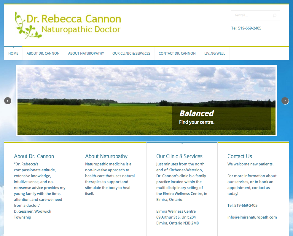 ElmiraNaturopath.com - Homepage - Full Screen View