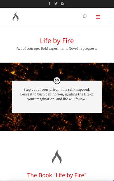 LifeByFireBook.com - Homepage - Mobile View