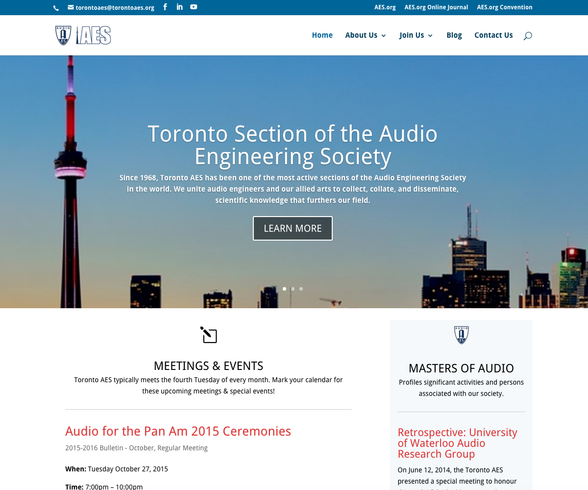 TorontoAES.org - Homepage - Full Screen View