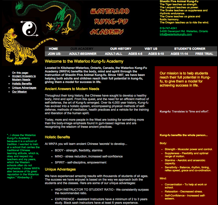 WaterlooKungFu.com - Previous Website